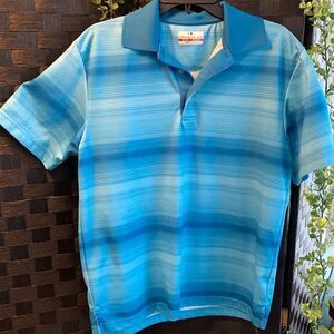 Grand Slam Size Medium airflow short sleeve blue stripe golf polo.